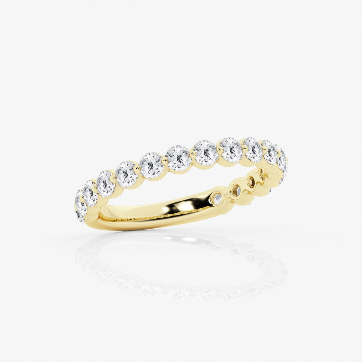 Round Moissanite Floating Demi Eternity Wedding Band
