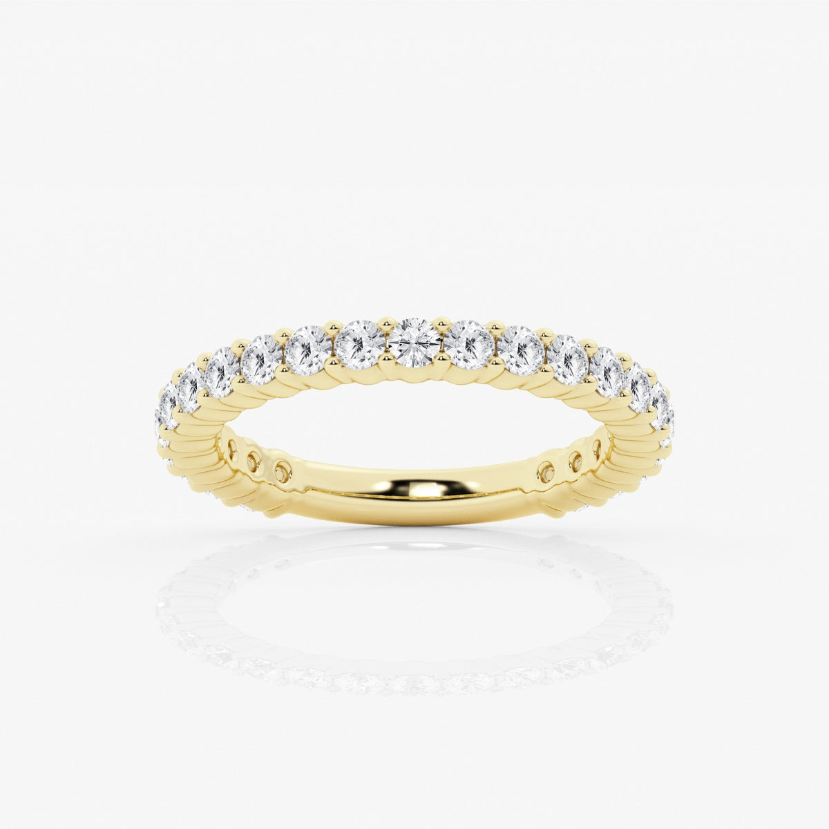 Round Moissanite Demi Eternity Shared Prong Wedding Band