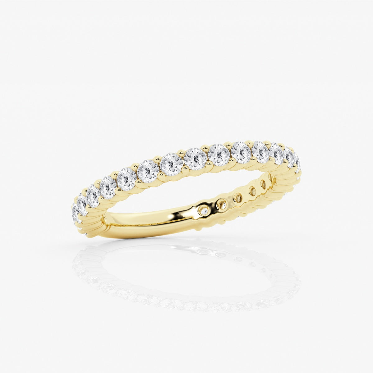Round Moissanite Demi Eternity Shared Prong Wedding Band