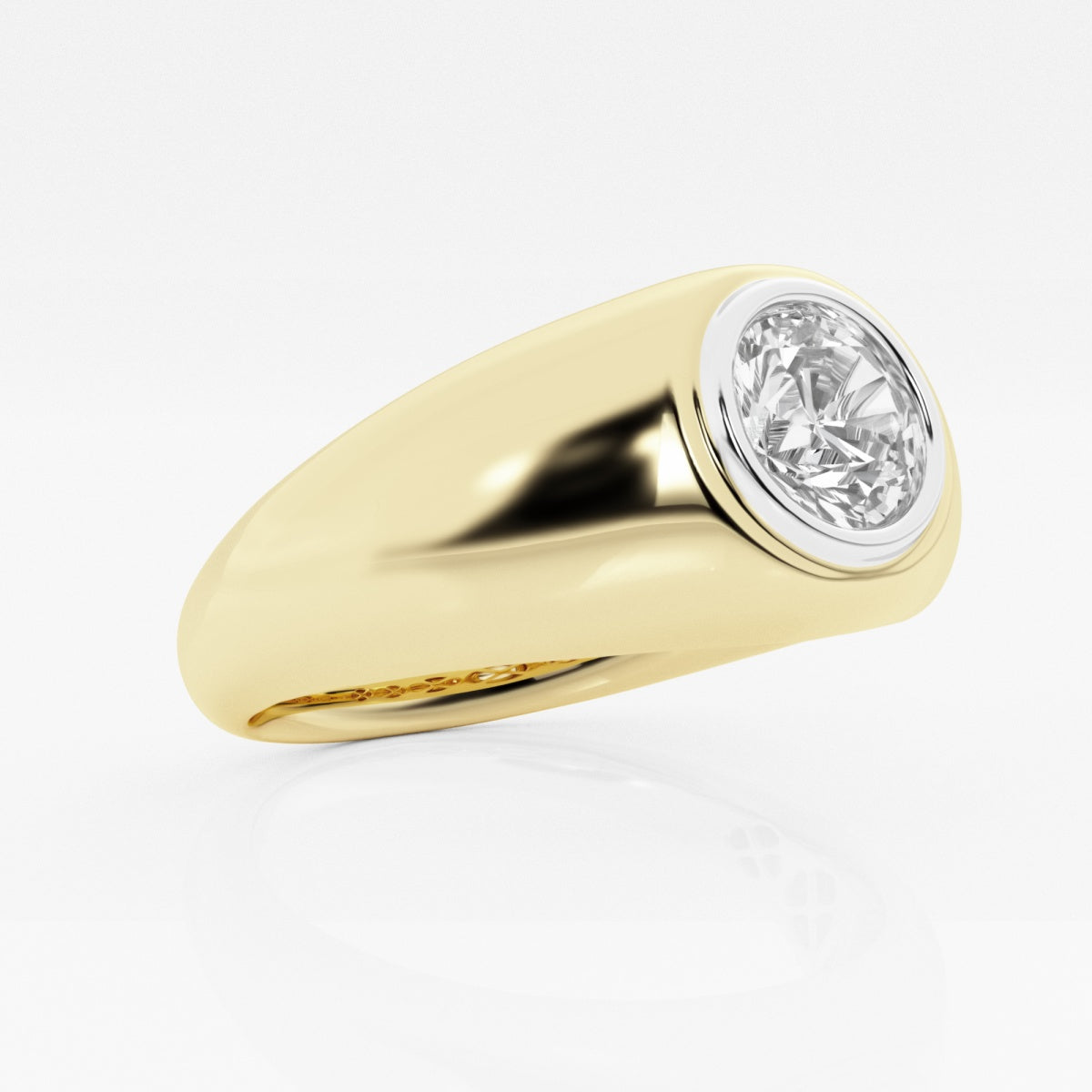 Round Moissanite Polished Solitaire Ring