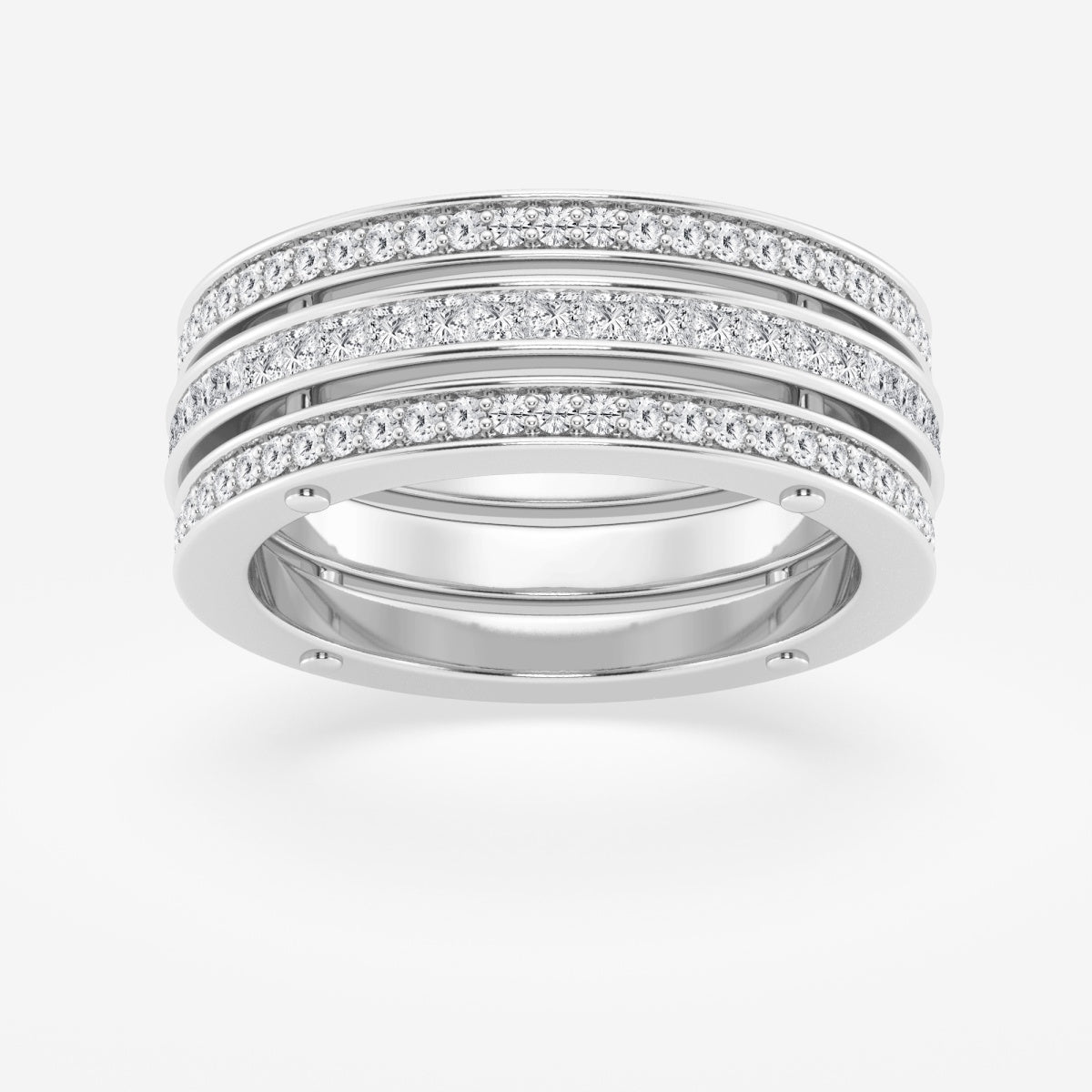 Princess and Round Triple Row Eternity Band - 8.8mm Width