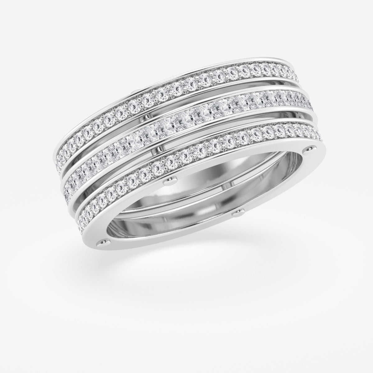Princess and Round Triple Row Eternity Band - 8.8mm Width