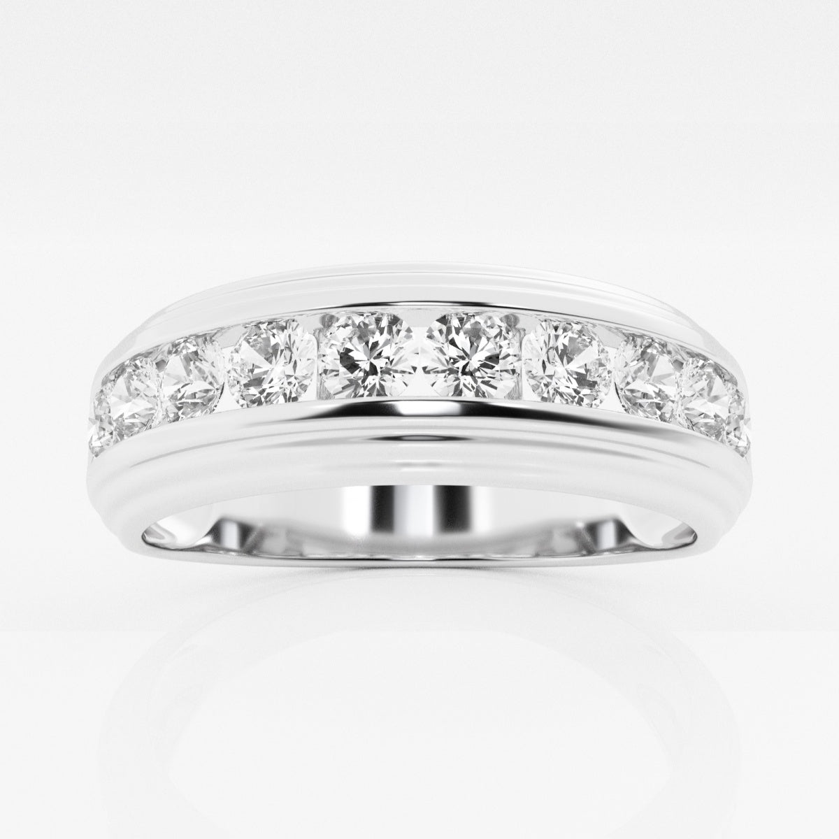 Round Moissanite Men's Channel Set Wedding Band