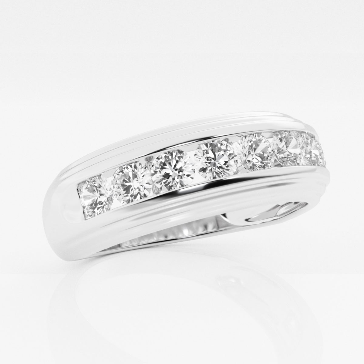 Round Moissanite Men's Channel Set Wedding Band
