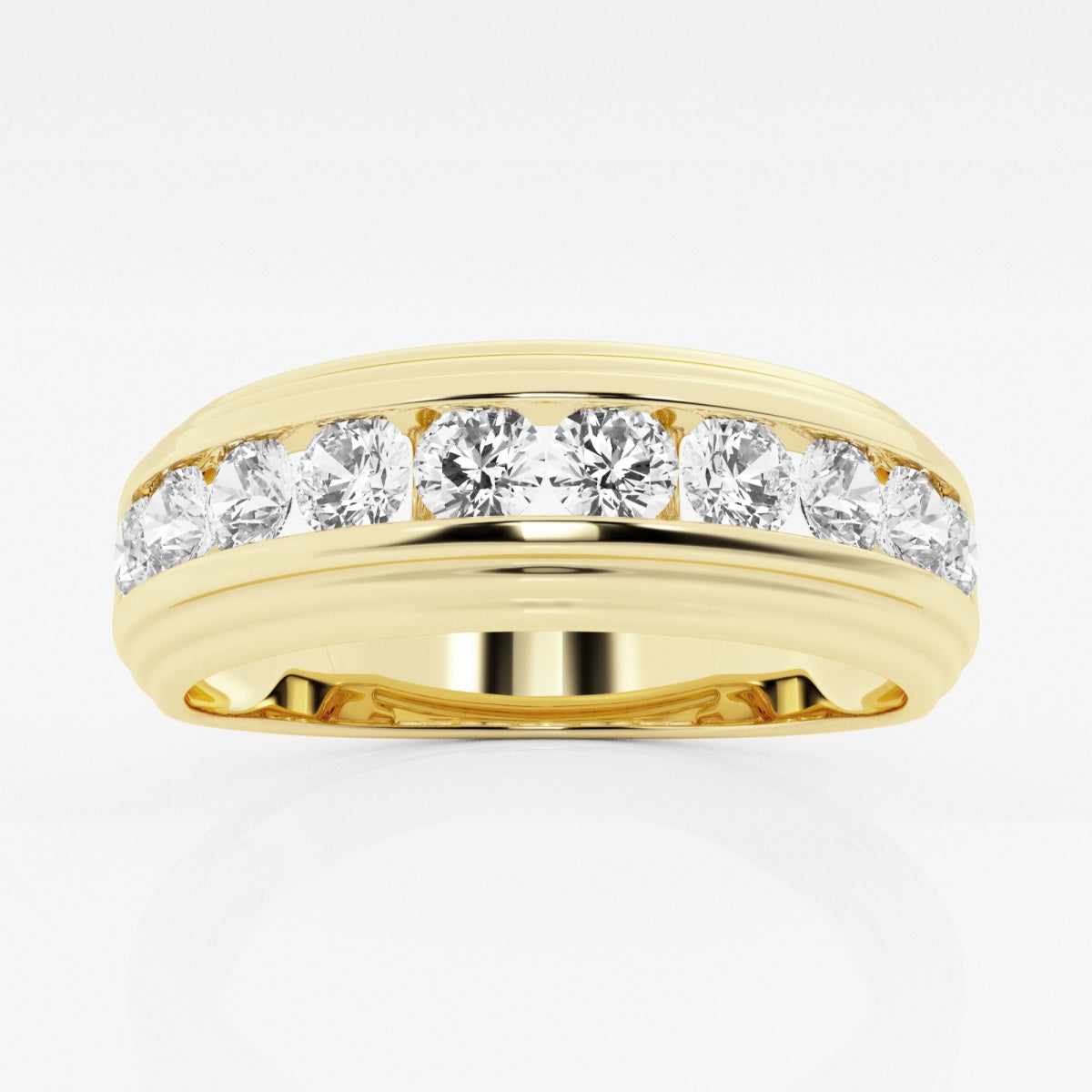 Round Moissanite Men's Channel Set Wedding Band