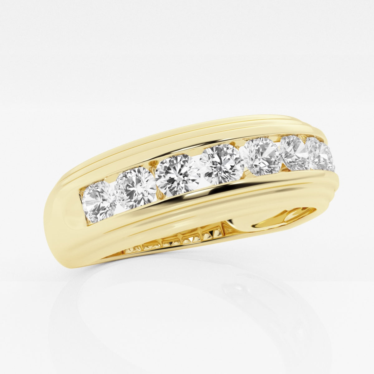 Round Moissanite Men's Channel Set Wedding Band