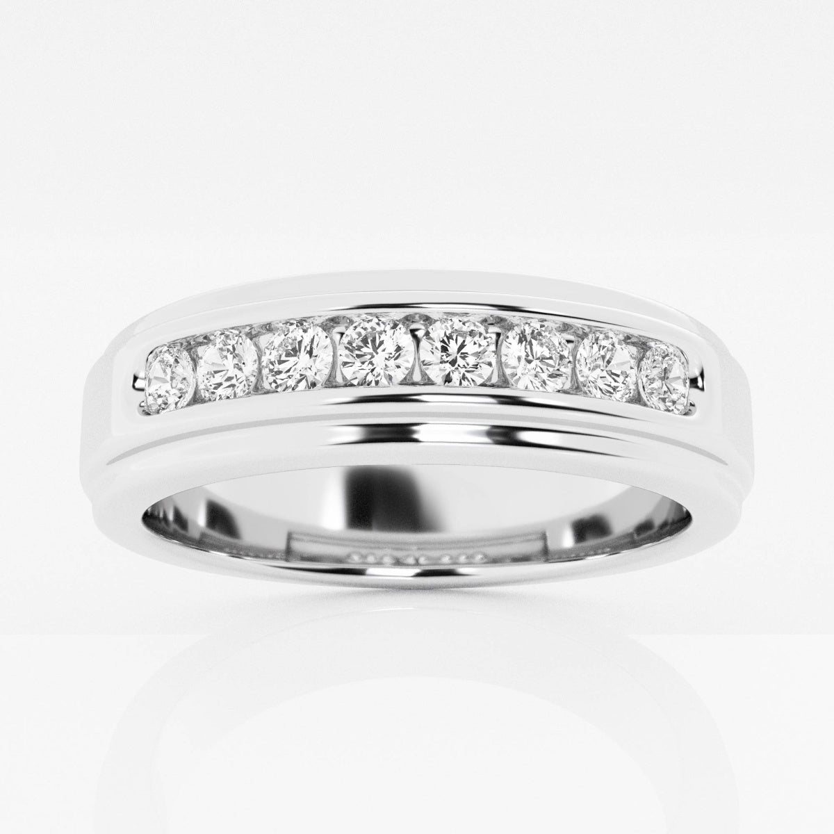 Round Moissanite Men's Channel Set Wedding Band