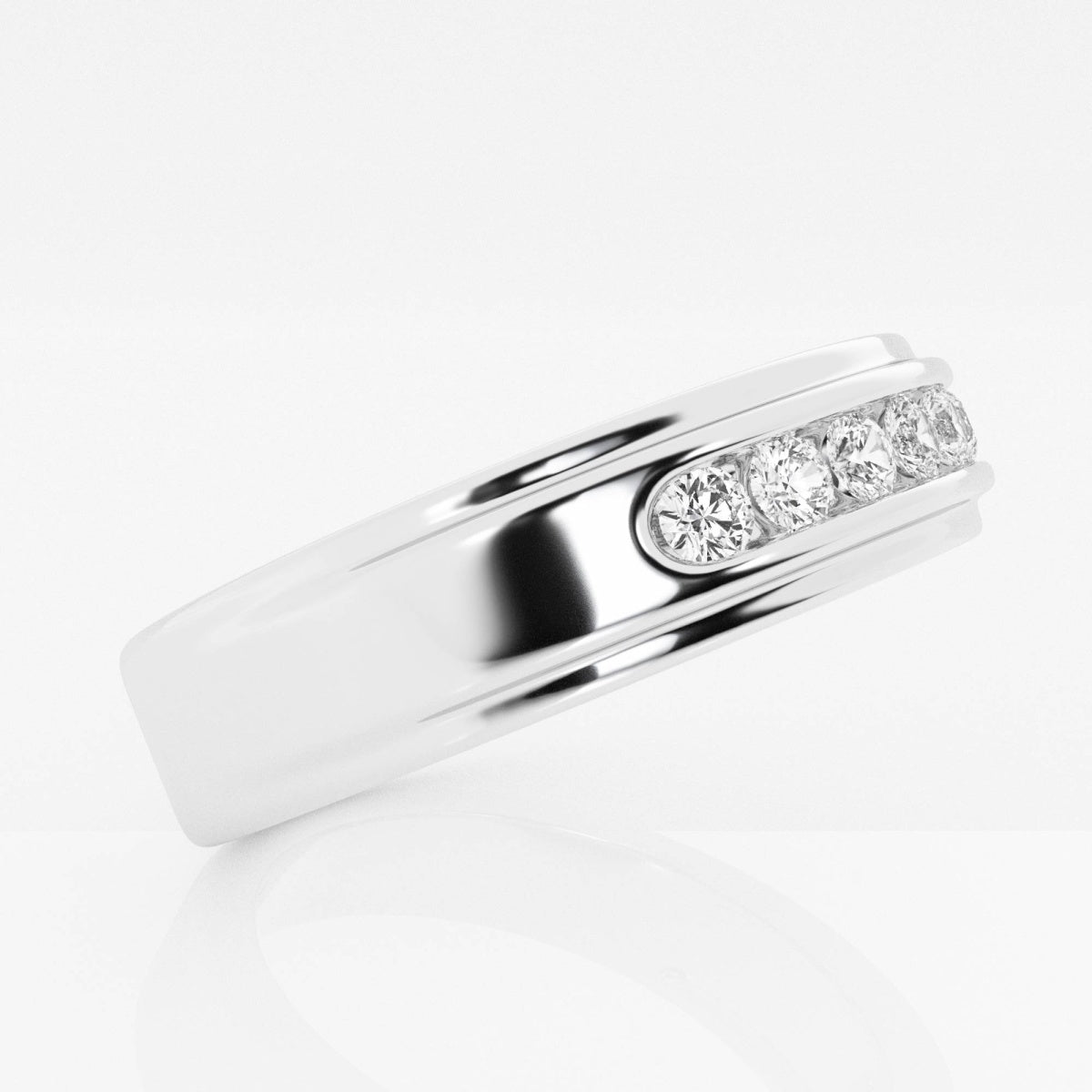 Round Moissanite Men's Channel Set Wedding Band