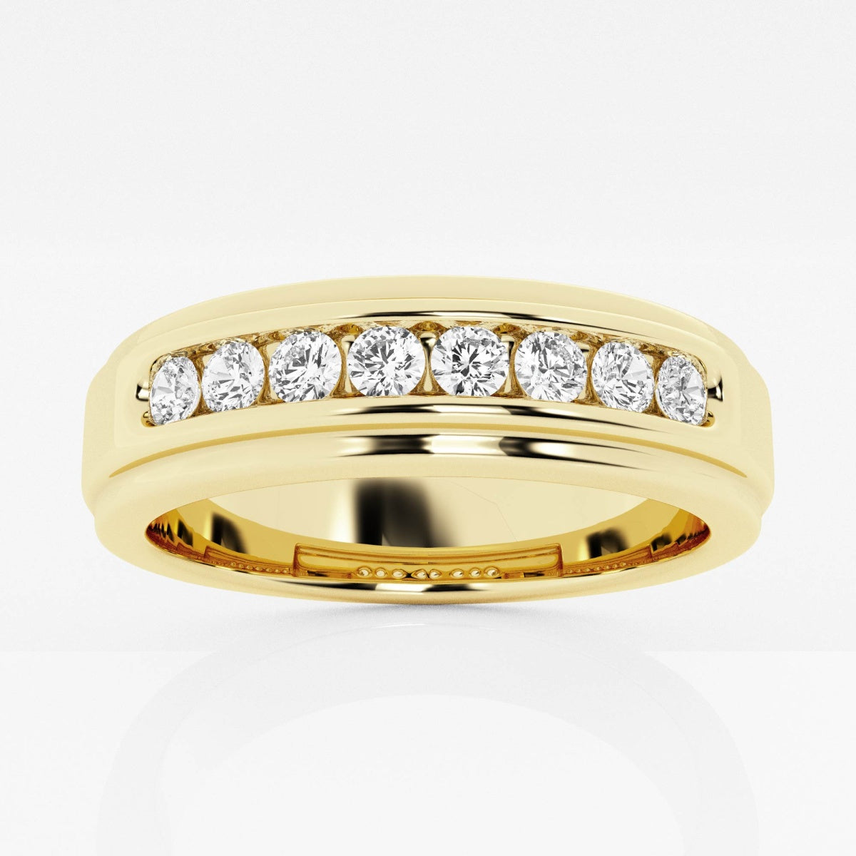 Round Moissanite Men's Channel Set Wedding Band