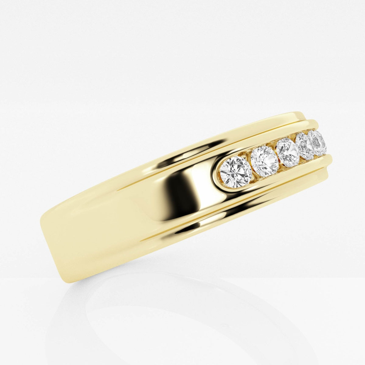 Round Moissanite Men's Channel Set Wedding Band