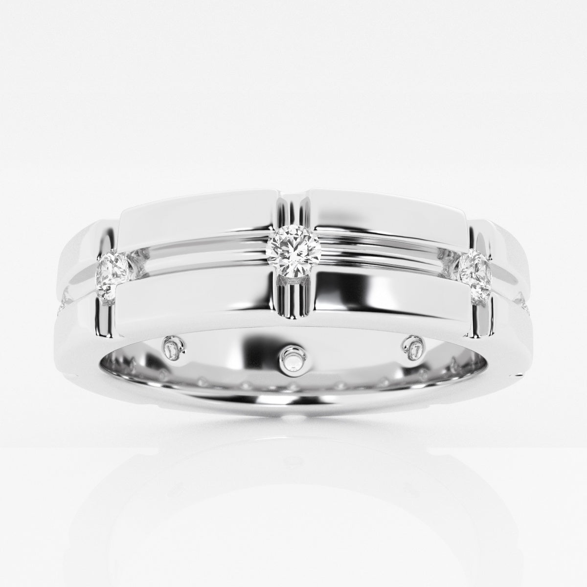 Round Moissanite Men's Wedding Band