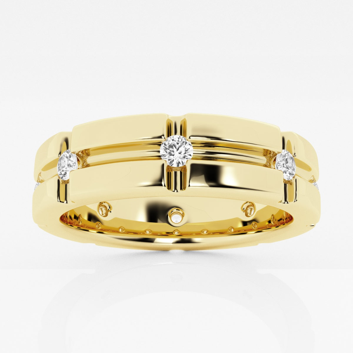 Round Moissanite Men's Wedding Band