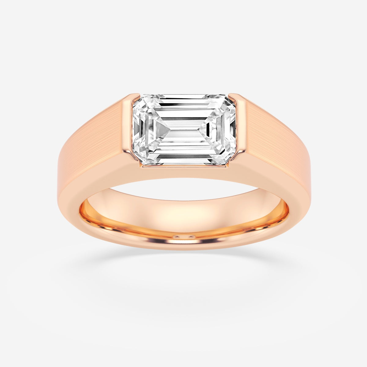 Half Bezel Men's Solitaire Brushed Finish Wedding Band