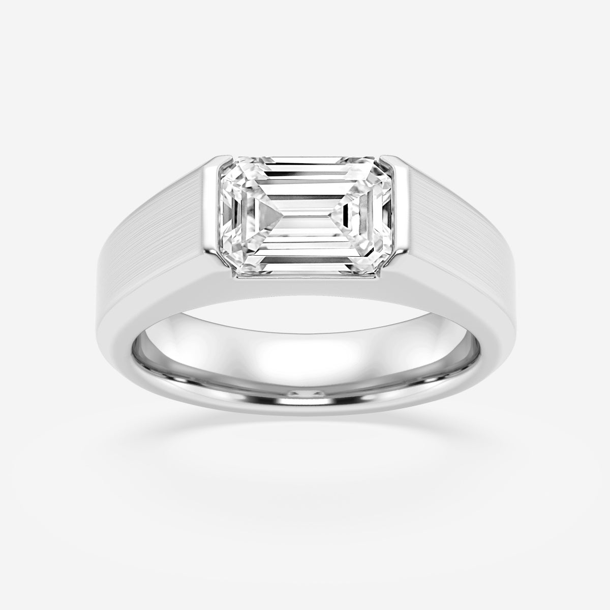 Half Bezel Men's Solitaire Brushed Finish Wedding Band