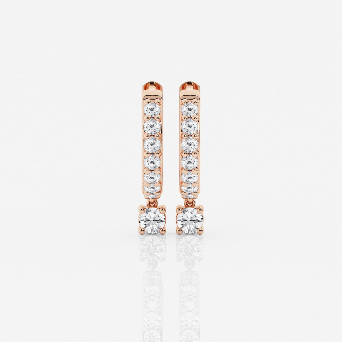 Round Moissanite Hoop Earrings 14K White Gold, FG, VS2+