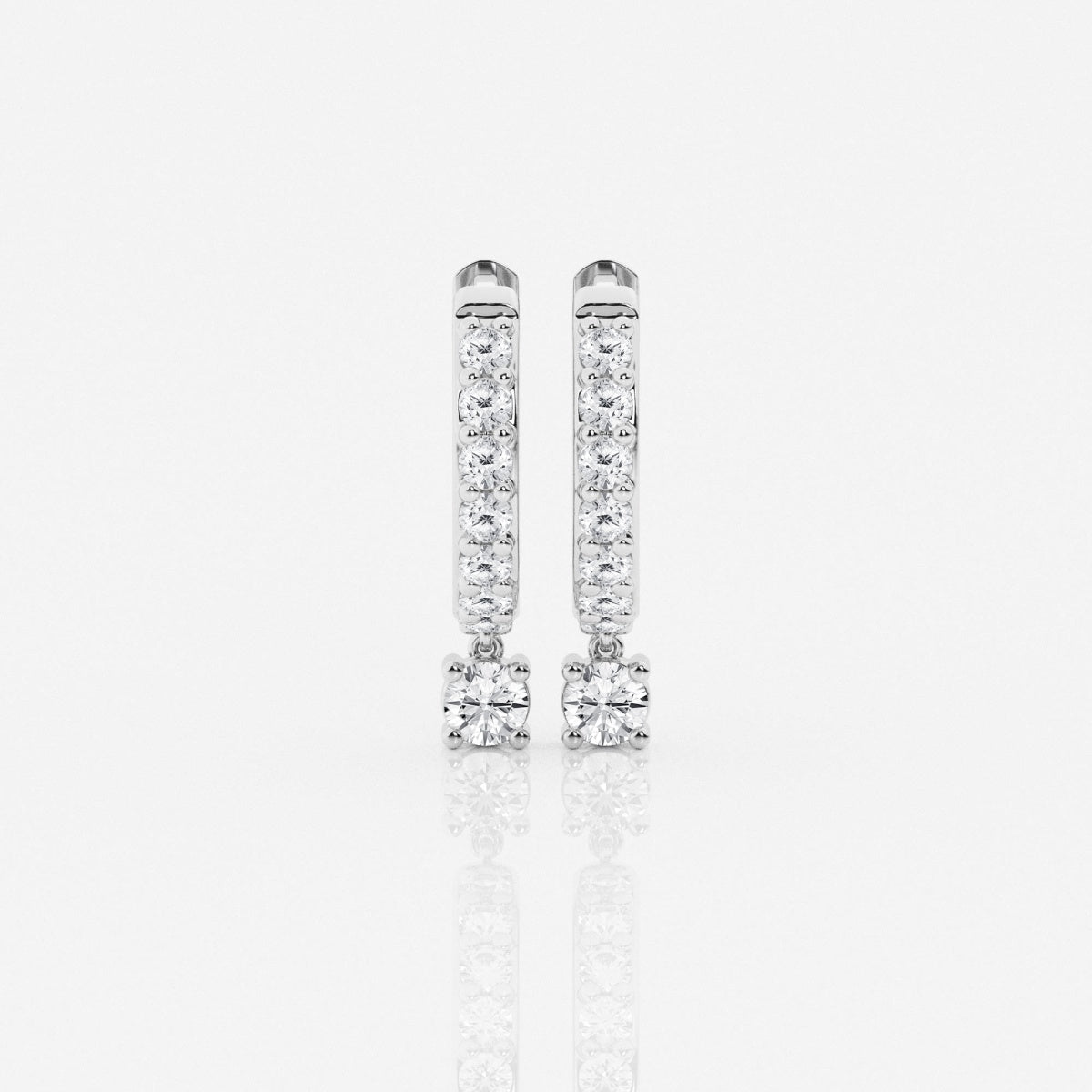 Round Moissanite Hoop Earrings 14K White Gold, FG, VS2+