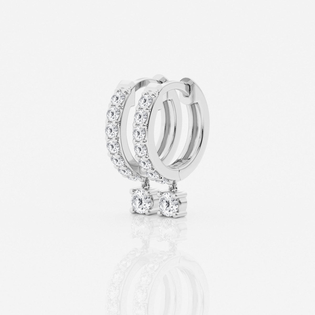 Round Moissanite Hoop Earrings 14K White Gold, FG, VS2+