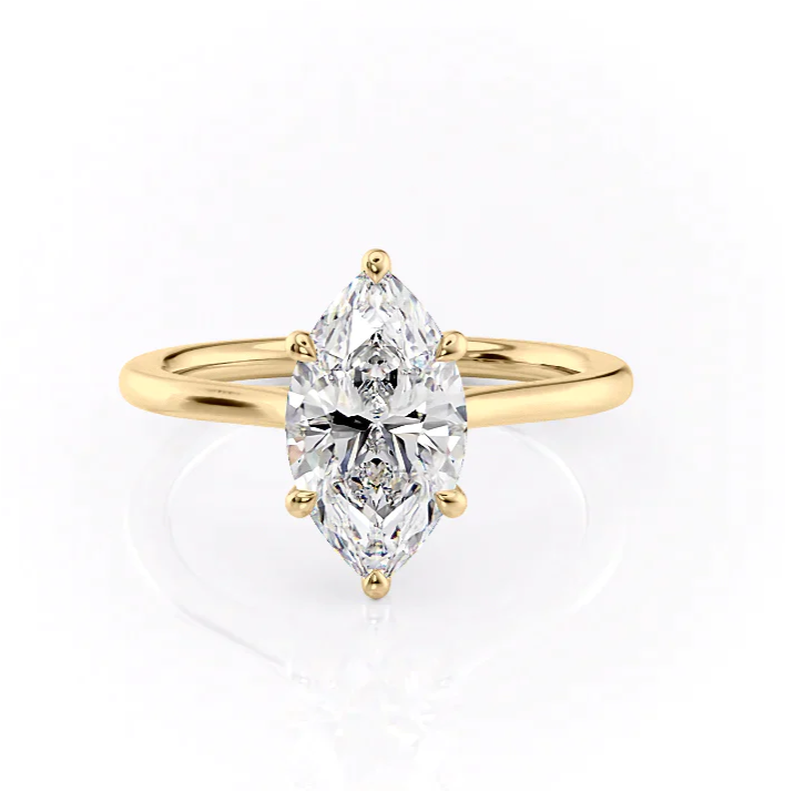 3 Carat Marquise Cut Moissanite Diamond Engagement Ring with a Solitaire Band