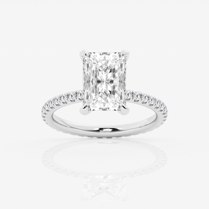 3.0 Carat Emerald Cut Diamond Ring with Pave Band