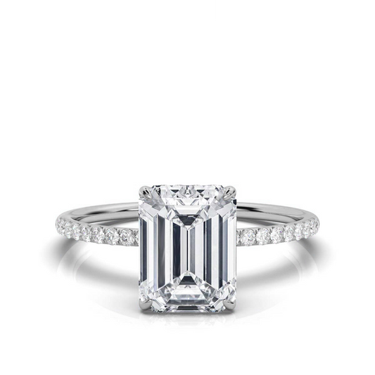4 Carat Emerald Cut Ring with Pave Band