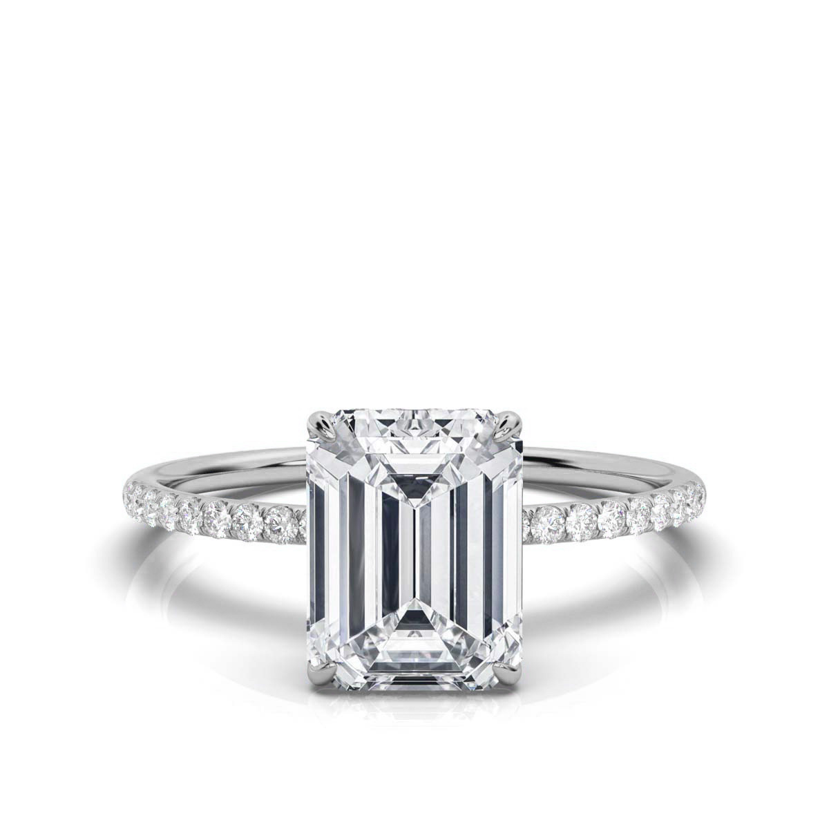 4 Carat Emerald Cut Ring with Pave Band