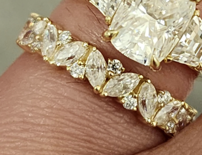 Unique Marquis and Round Stone Half-Eternity Band (Band Only)