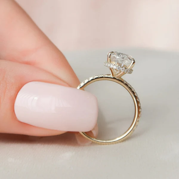 3 CT Oval Cut Hidden Halo Engagement Ring