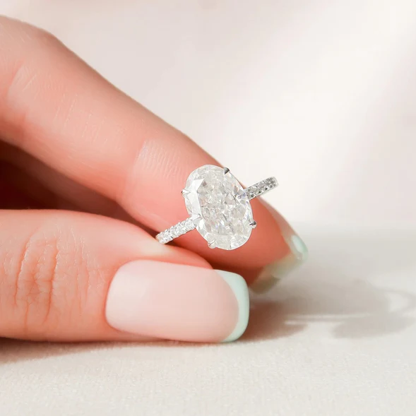 3 CT Oval Cut Hidden Halo Engagement Ring