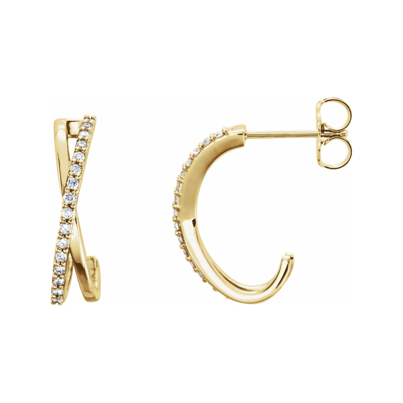 Moissanite Diamond J-Hoop (Cross) Earrings 1CT Total Weight