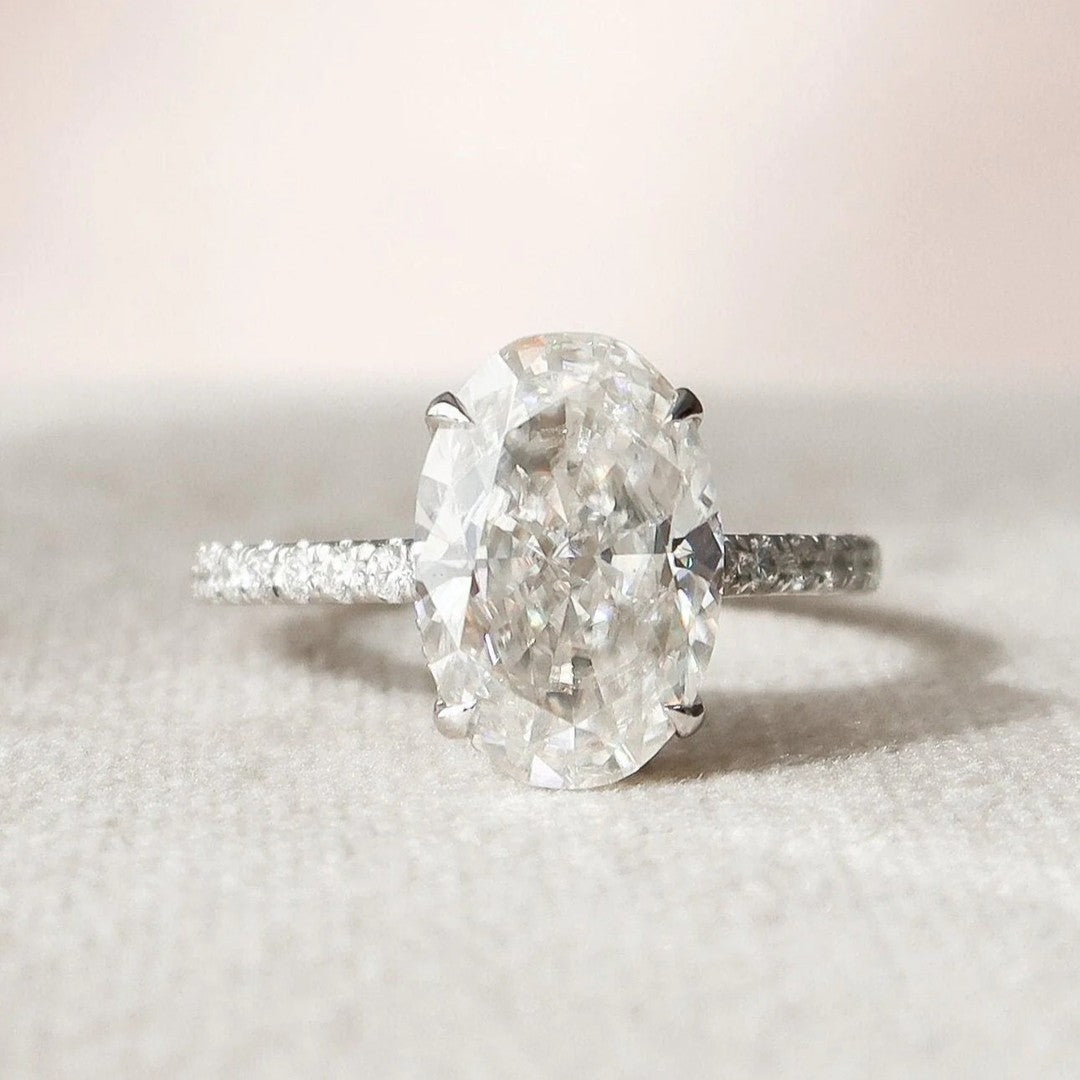 3 CT Oval Cut Hidden Halo Engagement Ring