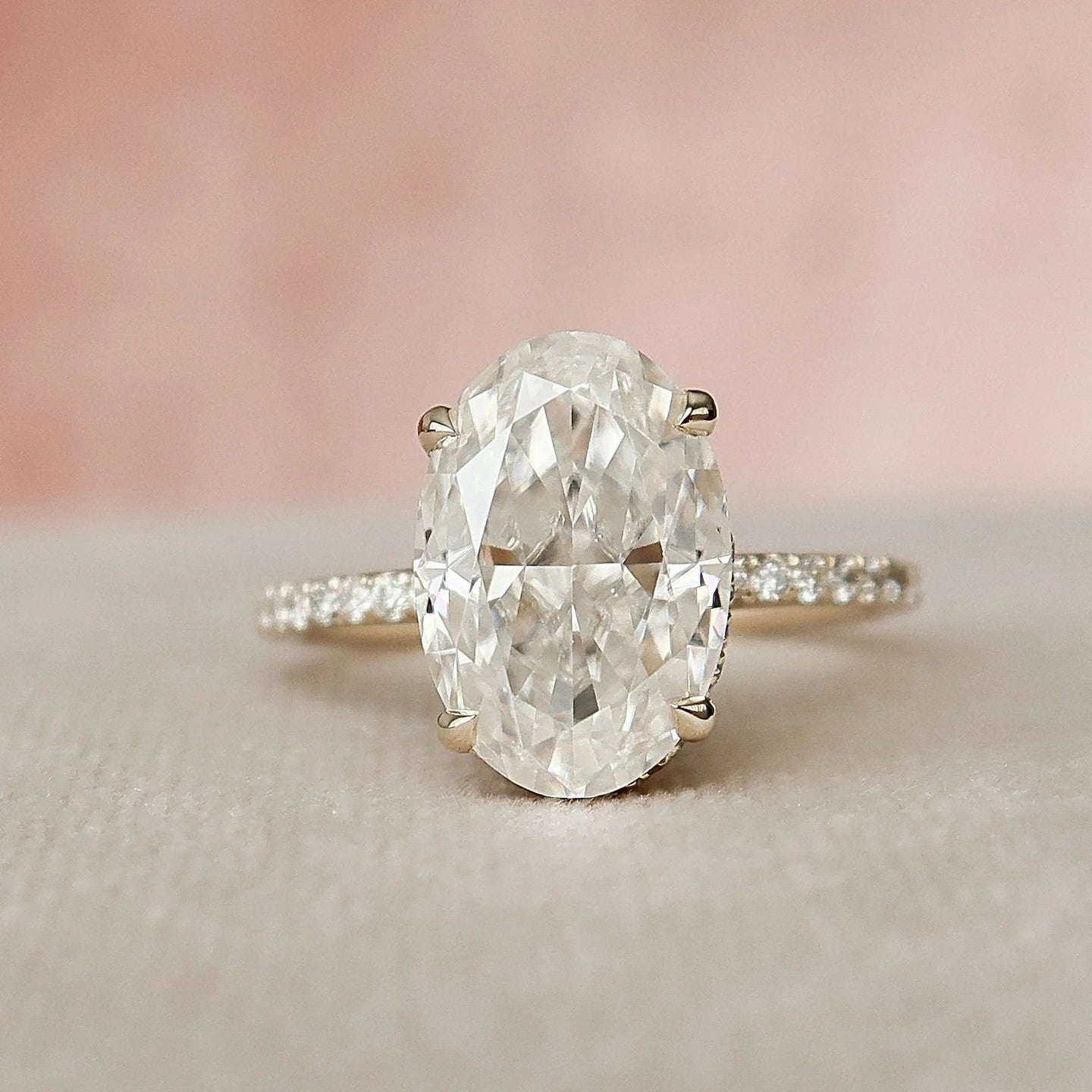3 CT Oval Cut Hidden Halo Engagement Ring