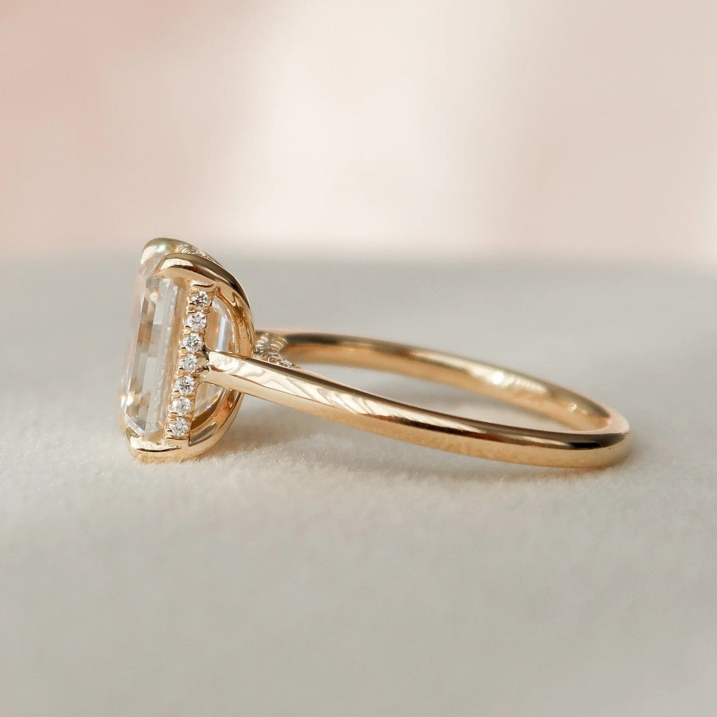 3.0 Carat Emerald Cut Solitaire Band With Shoulder Accents