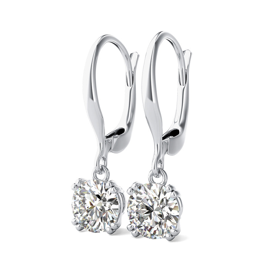 Moissanite Diamond Drop Earrings 2 CT Total Weight