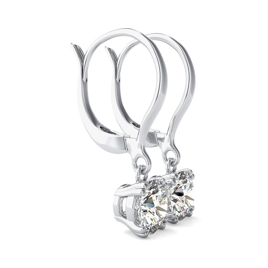 Moissanite Diamond Drop Earrings 2 CT Total Weight