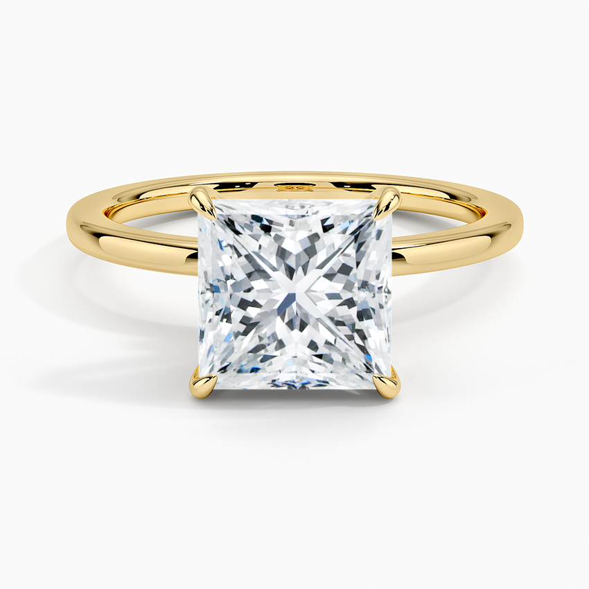 3 Carat Princess Cut Moissanite Diamond Engagement Ring with Hidden Halo