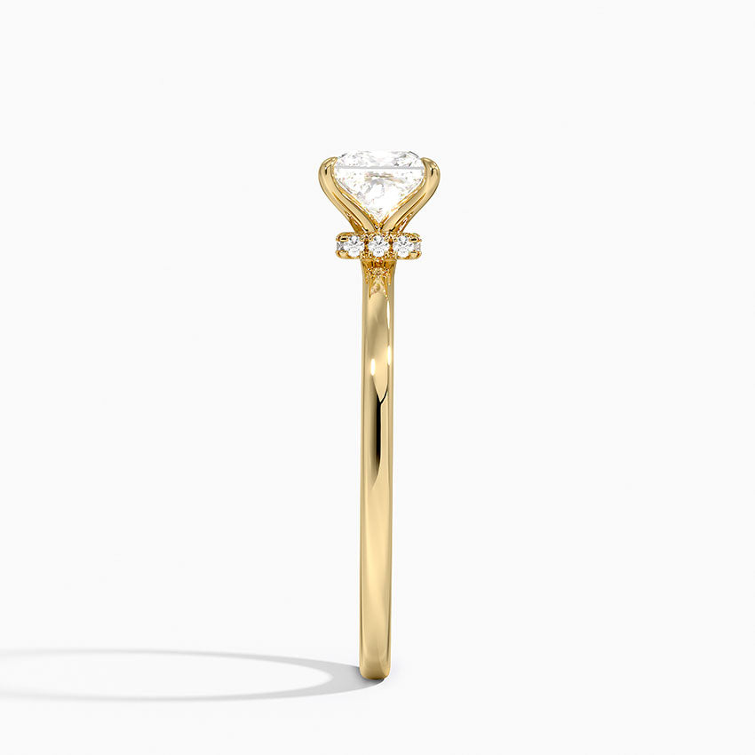 3 Carat Princess Cut Moissanite Diamond Engagement Ring with Hidden Halo