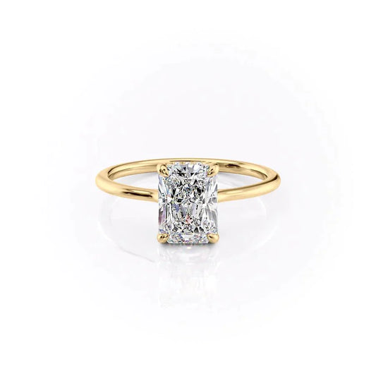 3 Carat Radiant Cut Moissanite Diamond Engagement Ring with Hidden Halo Solitaire Band