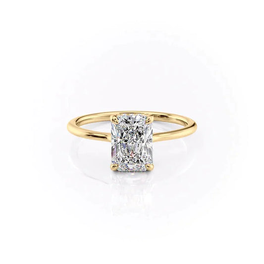 3 Carat Radiant Cut  Diamond Engagement Ring with Hidden Halo Solitaire Band