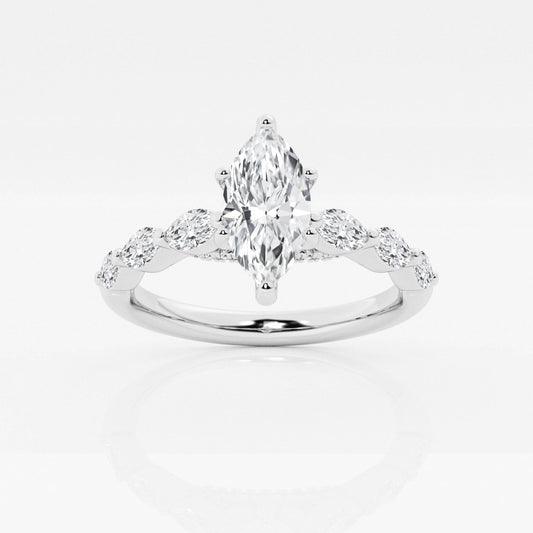 3 Carat Marquise Cut Moissanite Diamond Engagement Ring With Unique Band