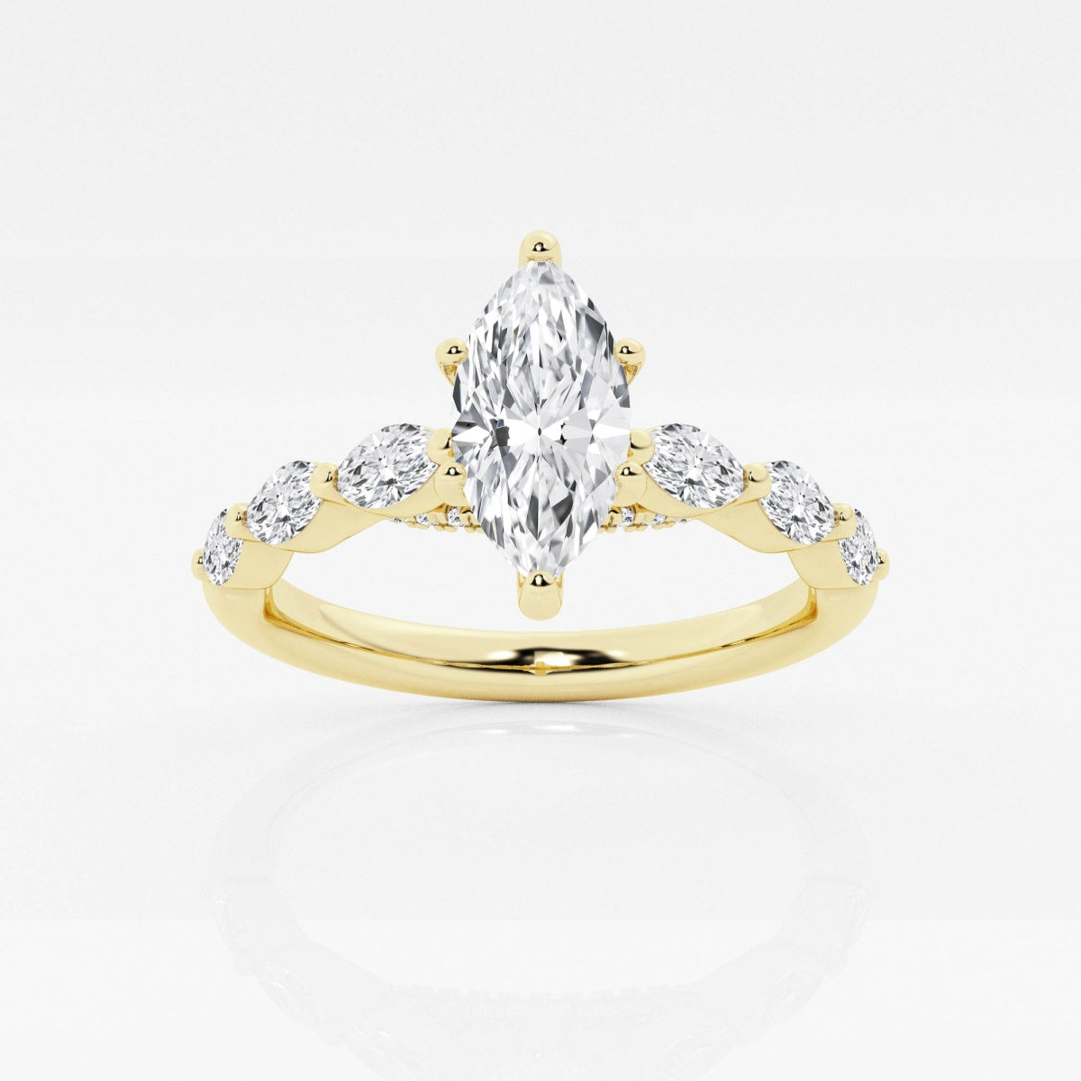 3 Carat Marquise Cut Moissanite Diamond Engagement Ring With Unique Band