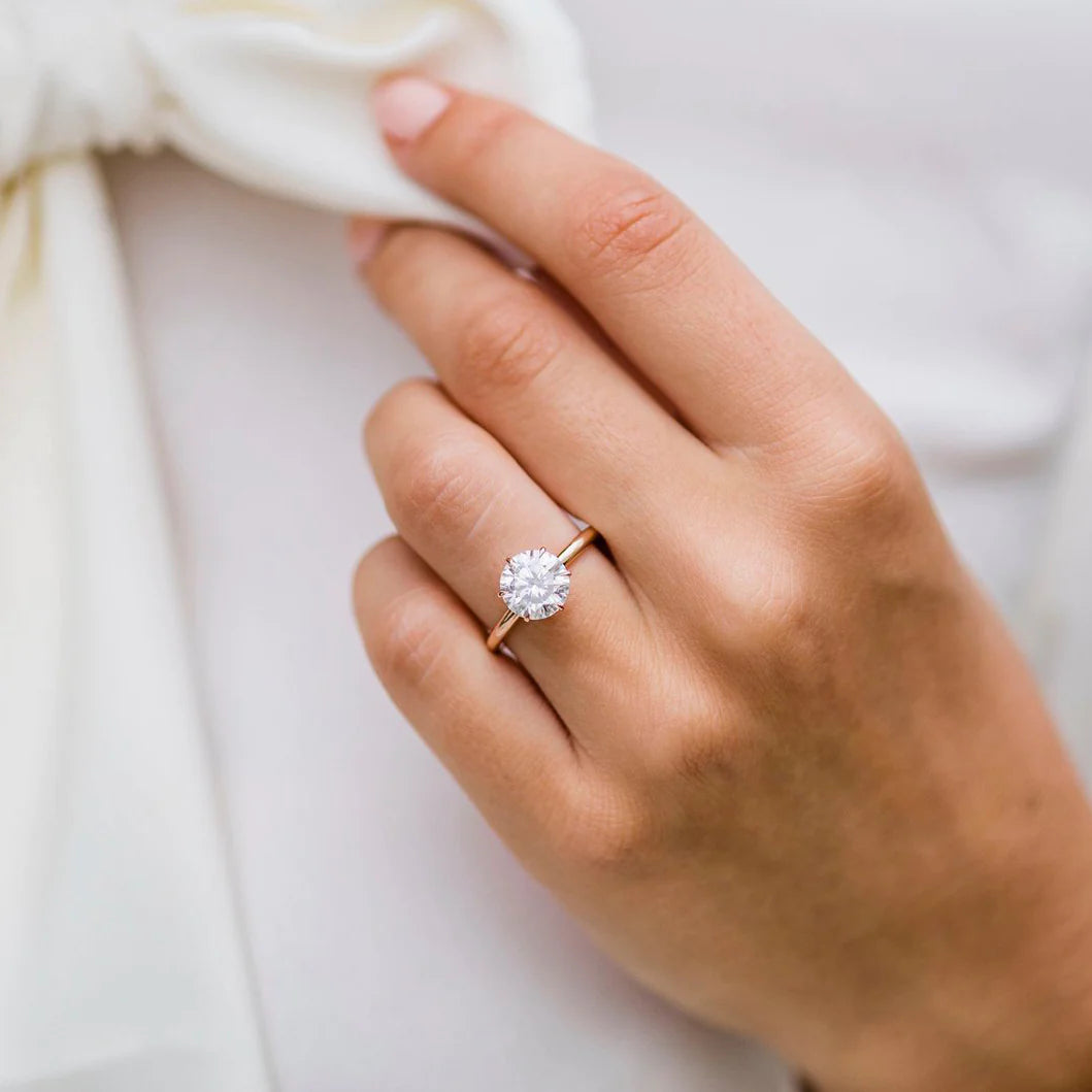 2.5 CT Rount Cut - Solitaire Band and High Halo