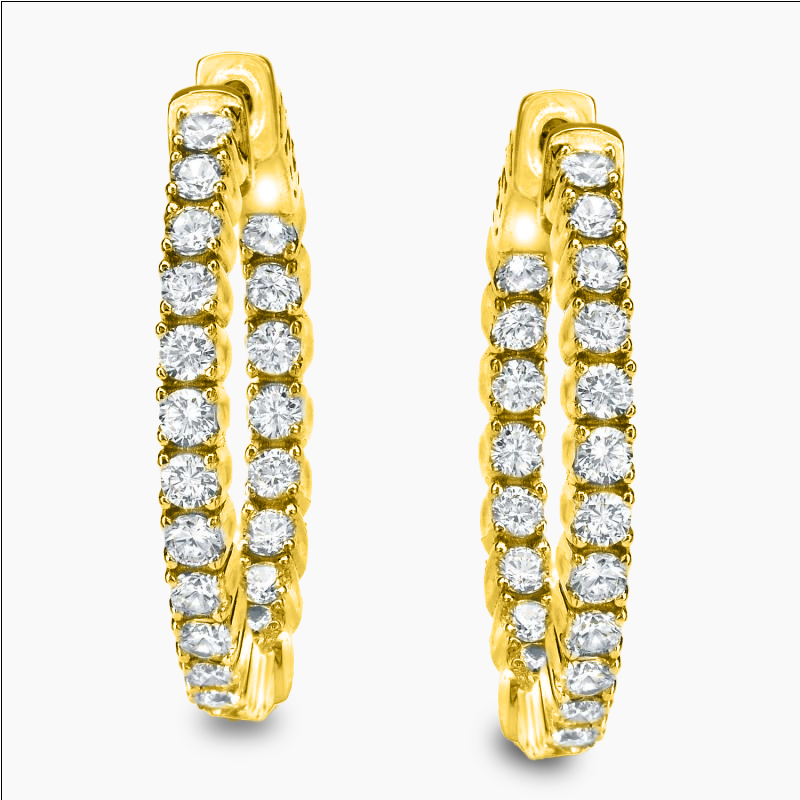 Moissanite Diamond Hoop Earrings 2 CT Total Weight