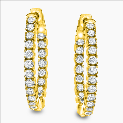 Moissanite Diamond Hoop Earrings 2 CT Total Weight