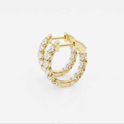 Round Moissanite Oval-Shaped Inside Out Hoop Earrings