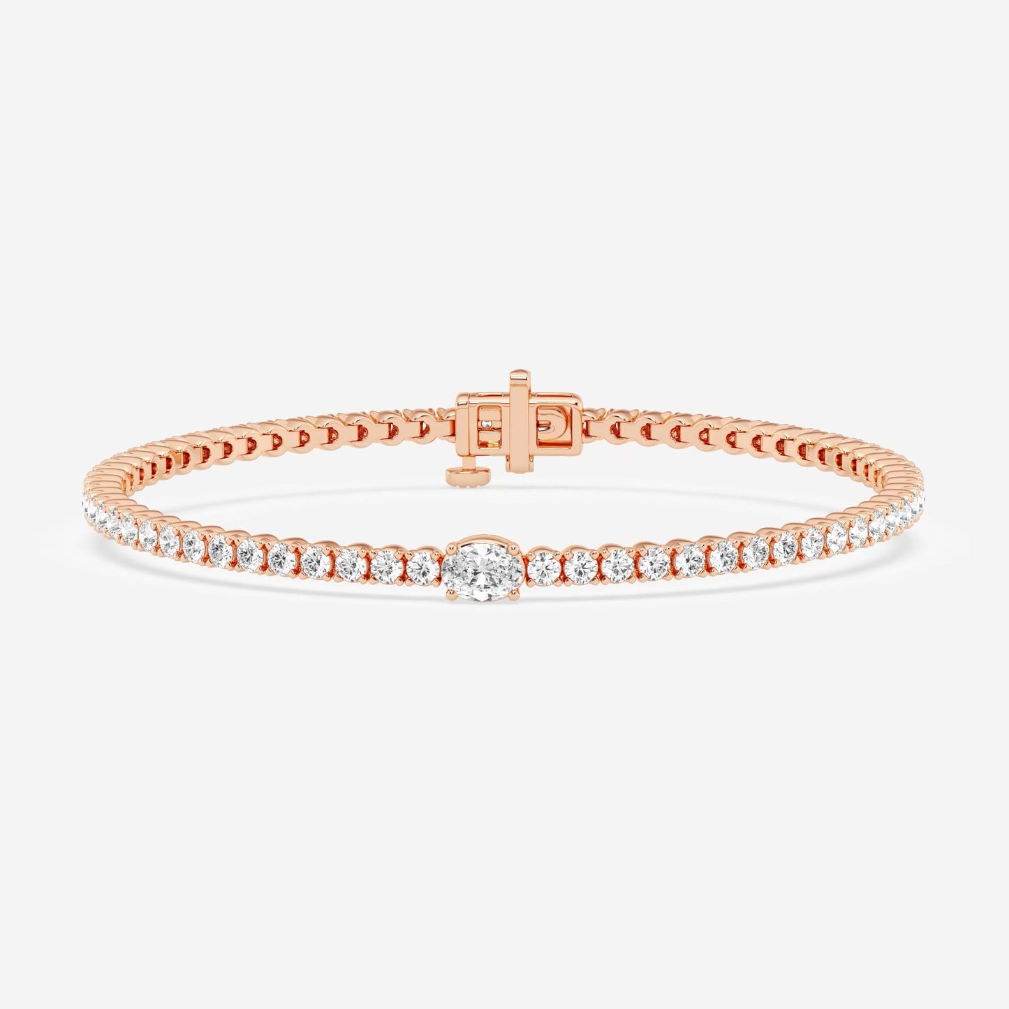 Oval Moissanite Single Station Tennis Bracelet