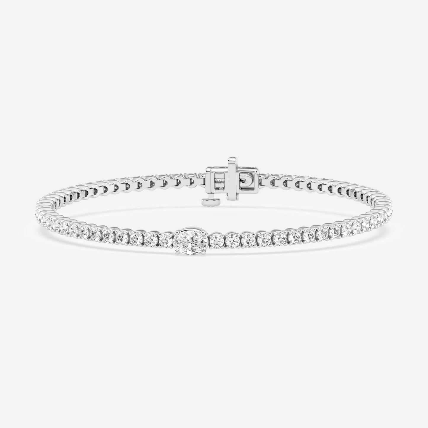 Oval Moissanite Single Station Tennis Bracelet