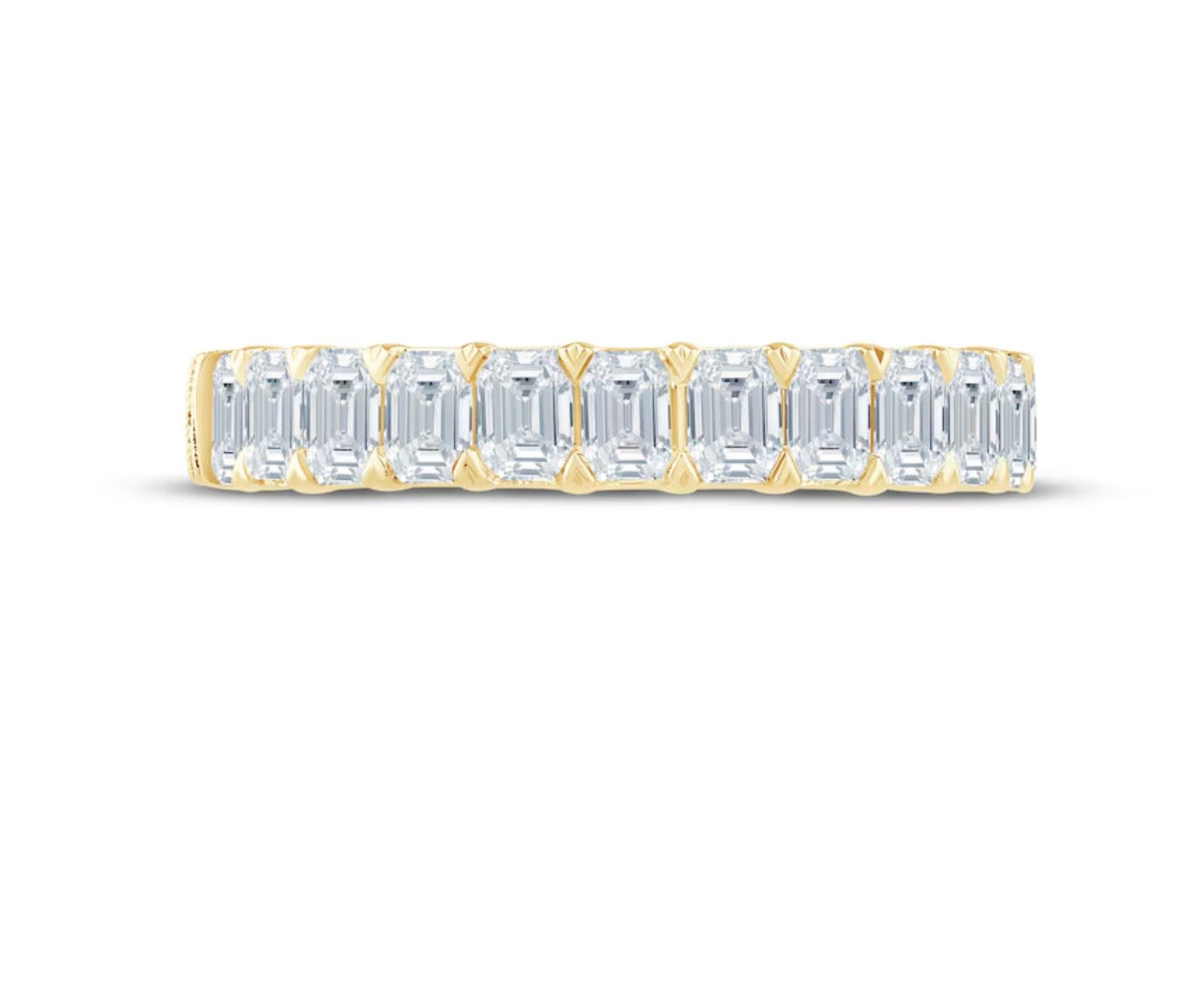 18K Solid Yellow Gold Emerald-Cut Moissanite Eternity Band – 4 CTW