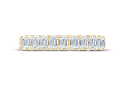18K Solid Yellow Gold Emerald-Cut Moissanite Eternity Band – 4 CTW