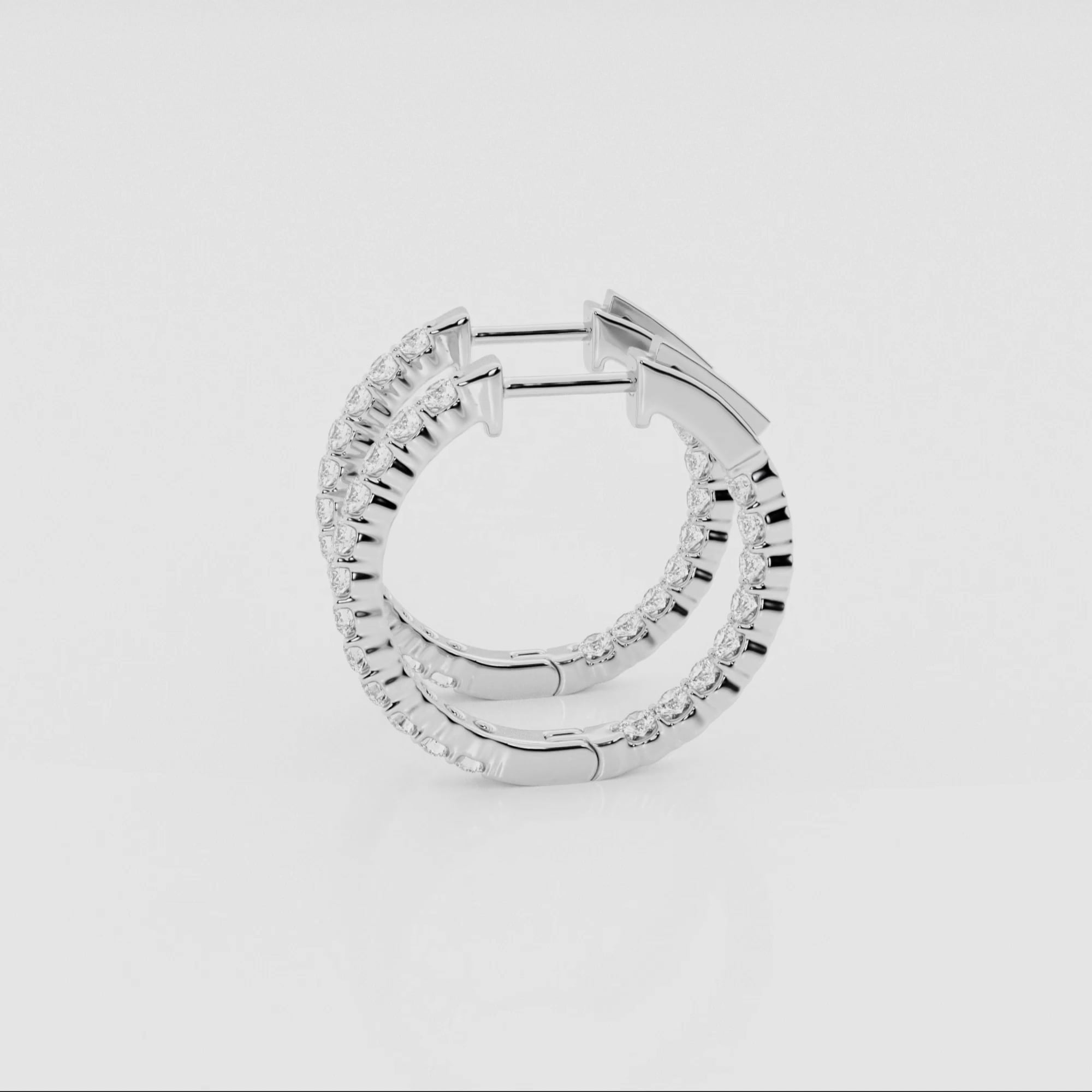 Round Moissanite Inside Out Hoop Earrings – view 2