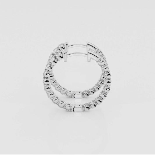 Round Moissanite Inside Out Floating Hoop Earrings